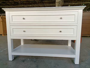 Meuble de salle de bain d'exportation original avec lavabo 1,2 m, style campagnard américain, sur pied, petite taille, vente spéciale déstockage, blanc - Product Image 4