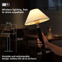 Lampe de table en tissu de style moderne du milieu du siècle, en forme de parapluie, pour chambre à coucher, bureau, chevet, 5000 mAh, rechargeable, à intensité variable tactile