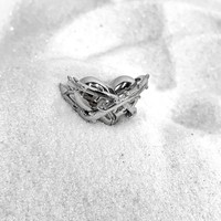 VAF Punk Heart of Thorns Ring Bague en acier inoxydable Anillo Corazon de Espinas Herz der Dornen-Ring