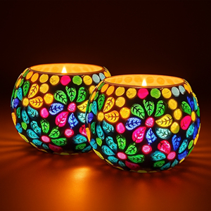 Handcrafted Multi Flower Mosaic Glass Jar Soy Wax Scented <b>Candle</b> Premium Home Fragrance <b>Candle</b> for Festive Decor <b>Gifts</b> Wholesale - Product Image 1