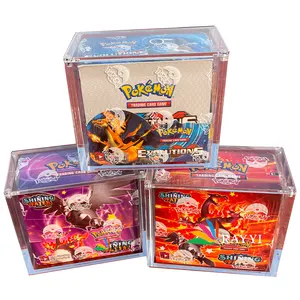 Ray yi caixa de acrílico personalizada, caixa de acrílico com tampa magnética de pokemon etb elite pokemon booster