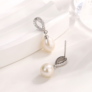 Kammy 7-7.5mm à la mode boucle d'oreille femmes minimaliste bijoux 925 argent filles boucles d'oreilles véritable perle Zircon boucles d'oreilles de mariage Oem - Product Image 6
