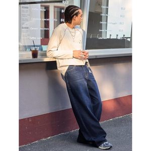 Pantalones Vaqueros Anchos para Hombre FOXA, Pantalones de Mezclilla de Pierna Ancha, Algodón de Peso Medio, Estilo Casual Urbano - Product Image 3