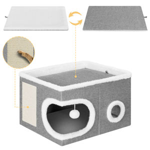 Diseño plegable fácil, estructura resistente a los arañazos, uso en interiores, muebles para mascotas, configuración de juguete colgante, cama suave para casa de gato de descanso - Product Image 6