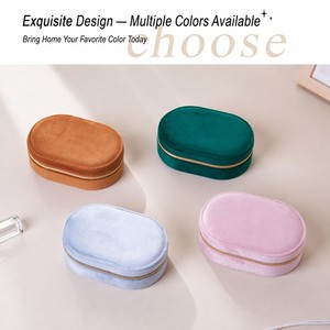 Estuche <span class=keywords><strong>de</strong></span> Viaje Portátil Ovalado <span class=keywords><strong>de</strong></span> Terciopelo para Joyas, Organizador <span class=keywords><strong>de</strong></span> Collares, Anillos y Pendientes con Múltiples Compartimentos - Product Image 2
