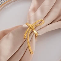 Anneaux de serviette en alliage doré en forme de nœud papillon, porte-serviettes ajourés pour réceptions de mariage, dîners, décorations de table et fournitures de banquet