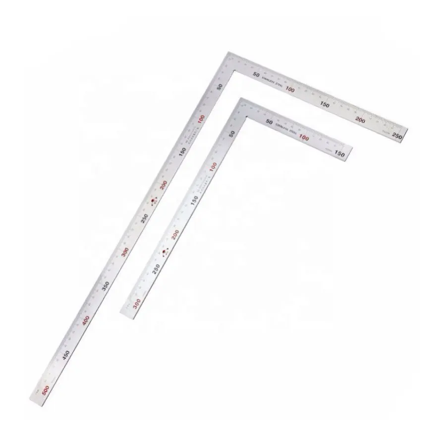Stainless steel heavy duty thick metric inch scale try ruler right angle square