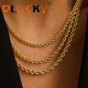 LUCKYJIU Produttore di Gioielli Personalizzati, Collana <span class=keywords><strong>a</strong></span> Catena Intrecciata in Acciaio Inossidabile Impermeabile Placcata Oro 18k PVD per Donne e Uomini - Product Image 2