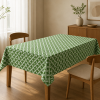 Nappe rectangulaire imperméable en PEVA à motif losanges tissés avec rubans vert foncé et blancs, 54 x 108 pouces, pour Thanksgiving