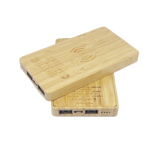 Banco de energía de bambú ecológico FSC <span class=keywords><strong>2023</strong></span>, superdelgado, USB Dual, inalámbrico, 5000mAh, para teléfono móvil - Product Image 1