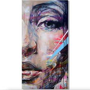 Toile de <span class=keywords><strong>peinture</strong></span> à l'huile de <span class=keywords><strong>visage</strong></span> <span class=keywords><strong>abstrait</strong></span> moderne de haute qualité par l'artiste fait à la main demi-dame Portrait Impression pour la décoration intérieure - Product Image 1