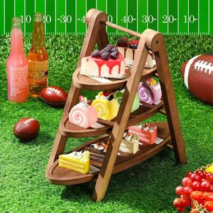 Wooden Three Tier Dessert Rack Foldable <b>Desktop</b> Cake Display Stand For Party - Product Image 4