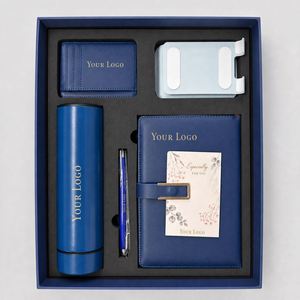 Caja de Regalo de Lujo Personalizada con Logotipo para Apreciación a Empleados, con Vaso Térmico, Cuaderno, Bolígrafo, Tarjetero, Regalos de Agradecimiento, Azul Marino y Rosa - Product Image 3