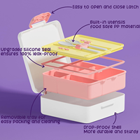 Ensemble de contenants à bento coréen nordique durable bon marché portable empilable pour l'école et les enfants avec verres en plastique
