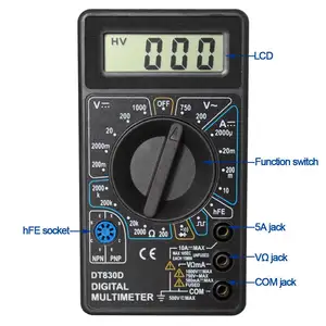 Portable LCD Affichage Compteur Intelligent DT-830B Dt830 DC AC Tension Voltmètre Ampèremètre Ohm Testeur Diode Freguence Multimètre Numérique