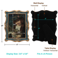 Cadre photo vintage bleu marine européen personnalisé, cadre photo mural rétro antique, vente en gros, fabriqué en Chine, en résine