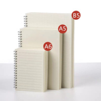 Agenda de bolsillo A6 para estudiantes, cubierta transparente impermeable de pp, espiral escolar, línea de leche, cuaderno de cuadrícula en blanco, barato, gran oferta
