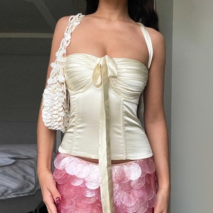 Top Corto Estivo da Donna con Scollo all'Americana e Fiocco Frontale, Nuovi Arrivi 2026, Top Canotta Sexy - Product Image 1