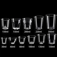 Gobelets jetables en plastique PS transparent, épais et résistants, de 3 oz, 4 oz, 7 oz, pour boissons, jus, café, fêtes