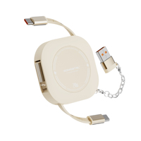 Kabel USB-C Tipe C 4 in 1 Retractable 100W 60W Pengisian Cepat 60W 27W USB A Transmisi Data untuk Pengisi Daya iPhone