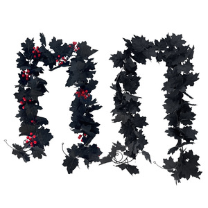 Guirnalda de arce negro artificial de 175 cm con bayas para decoración de pared en Navidad, Halloween y Acción de Gracias - Product Image 2