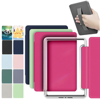 Étui de protection en cuir avec sangle de poignet et couverture arrière en acrylique pour Kindle Paperwhite 6