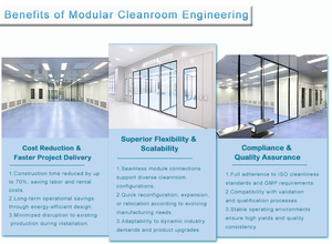Amerikaanse op-maat gemaakte modulaire <span class=keywords><strong>cleanroom</strong></span> voor laboratoria, met HEPA-filter H15/H13/H14, automatische deuren en nieuwe deeltjescontrole. - Product Image 6