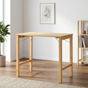 Table d'extérieur élégante en bois – Table de jardin naturelle à 4 pieds pour espaces extérieurs - Product Image 2