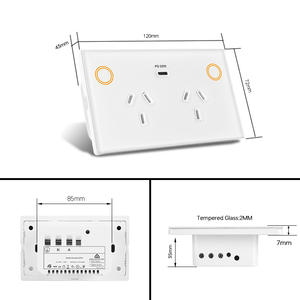 Makegood SAA 13a Zigbee Power Point con USB + C Alexa <span class=keywords><strong>google</strong></span> home Touch Power Point con cargador PD de 20W Monitor de energía inteligente GPO - Product Image 6