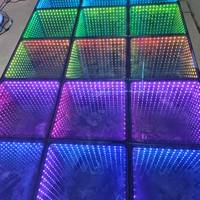 Piste de danse lumineuse LED pour scène, effet miroir infini 3D pour événements et mariages, carrelage magnétique LED pour sol