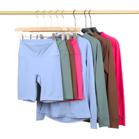 Ensembles de yoga en gros pour femmes, survêtements de fitness d'extérieur, logo personnalisé, tenue de sport en nylon et élasthanne, ensemble 2 pièces pour femmes