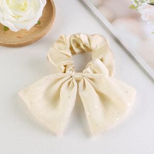 Coleteros de tela con lazo de alambre dorado, bonitos, de color liso, accesorios de moda para el cabello para mujer, uso en bodas, venta al por mayor - Product Image 5