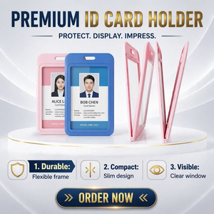 Porte-badge rigide fantaisie et accessoires, étui transparent double face en plastique rigide pour <span class=keywords><strong>carte</strong></span> d'identité et permis de travail - Product Image 3