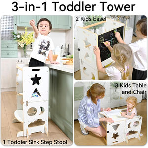 Taburete de madera convertible 4 en 1 Montessori Learning Tower para niños con pizarra para niños pequeños - Product Image 3