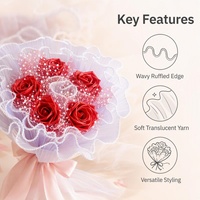 Rouleau de tulle floral à volants avec bordure perlée multicolore pour emballage de fleurs, décoration de mariage et de fête prénuptiale