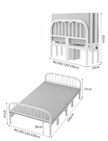 Lit simple pliable et portable, lit à cadre en fer renforcé et épais, lit simple pour dortoir, idéal pour la location de petites maisons