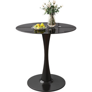 <span class=keywords><strong>Welhome</strong></span>, juego de mesa de comedor redonda negra pura, mesa de comedor de cocina pequeña, barra de café, escritorio de ocio, mesa de salón - Product Image 1