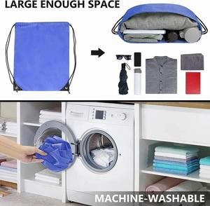 Promotional Work Reflective Strip Black <b>Drawstring</b> <b>Backpack</b> Sack Pack Reusable Polyester Shopping Bag - Product Image 4