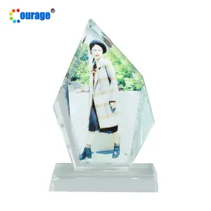 Small iceberg shape sublimation crystal glass photo frame tryphy BSJ-10A