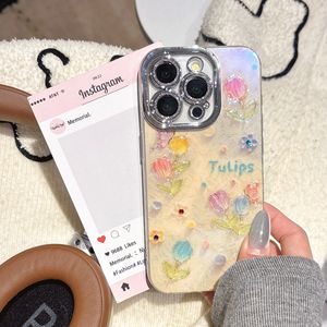 غطاء هاتف لأجهزة آبل 17 و16 برو ماكس وآيفون 15 بتصميم فراشة وزهرة التوليب مع فيلم حماية للعدسة لأجهزة 14 و13 - Product Image 4