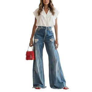 Pantalones de verano de algodón puro para mujer Diseño de pierna ancha personalizado con estilo frontal plano Fabricación al por mayor - Product Image 1