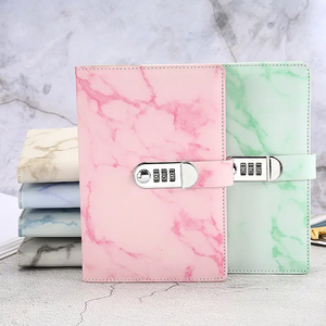 Cuaderno de tapa dura de cuero PU de mármol de lujo con bloqueo de contraseña cuaderno diario seguro para secreto - Product Image 3