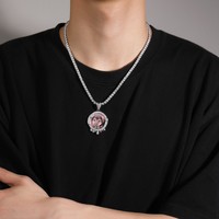 Collier Cadre Photo en Cuivre Doré Style Hip-hop avec Diamants Incrustés Goutte d'Eau et Bambou, Bijou Pendentif de Couple DIY de Luxe Léger et de Niche
