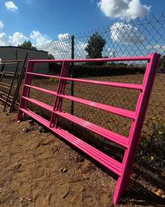 Venta al por mayor paneles de valla de seguridad de 8 pies pluma de estilo alto 5 rieles recubiertos de caballo Rosa Panel De Patio barato al por mayor enrejado de seguridad - Product Image 4