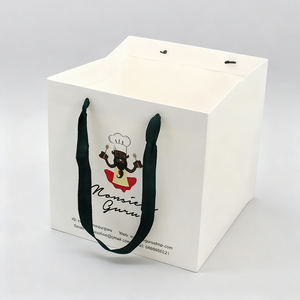 Recyclable Custom Logo Wholesale Square Cake <strong>Flower</strong> Packaging Black White Gift Tote <strong>Bags</strong> Big Brown Kraft Paper <strong>Bag</strong> for <strong>Flowers</strong> - Product Image 5