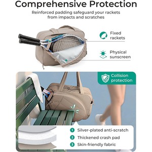Bolsa para pelotas de deportes al aire libre, cierre de cremallera de nailon con compartimento para zapatos, para raqueta de tenis y equipo - Product Image 2