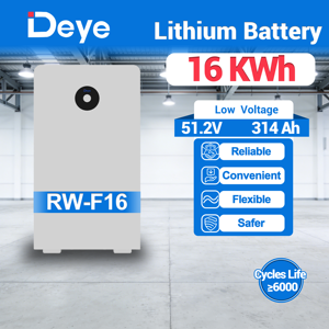 بطارية Deye RW-F16 بسعة 16 كيلوواط ساعة من نوع LiFePO4، 51.2 فولت 314 أمبير ساعة، نظام تخزين طاقة شمسية مع دعم المراقبة عن بعد. - Product Image 1