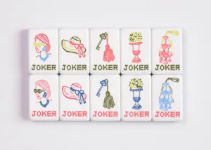 Tuiles de Mahjong Américaines de Taille Standard au Design Nœud Papillon Personnalisé Exclusif, en Acrylique Mat Frotté à la Main, Miss <span class=keywords><strong>Darling</strong></span> - Product Image 6