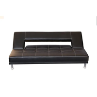 Canapé-lit convertible en cuir PU noir sans accoudoirs, style capitonné, pliable, directement de l'usine