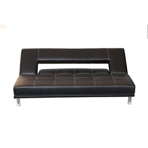 Canapé-lit <span class=keywords><strong>convertible</strong></span> en <span class=keywords><strong>cuir</strong></span> PU noir sans accoudoirs, style capitonné, pliable, directement de l'usine - Product Image 2